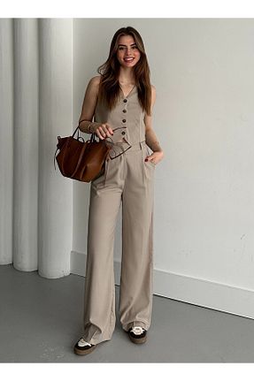 ست بالاتنه و پائین تنه بژ زنانه بافتنی Laluvia - کد 902069025