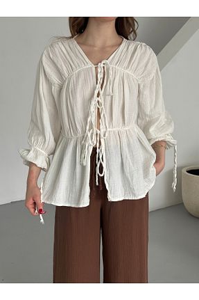 پیراهن سفید زنانه رگولار Laluvia - کد 902109556