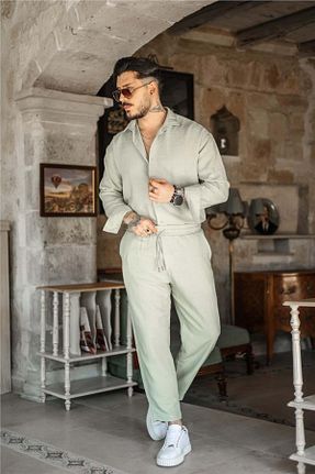 شلوار سبز مردانه کتان OUTFİT MAN - کد 807241313