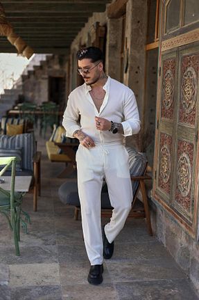 شلوار سفید مردانه پارچه OUTFİT MAN - کد 810737380