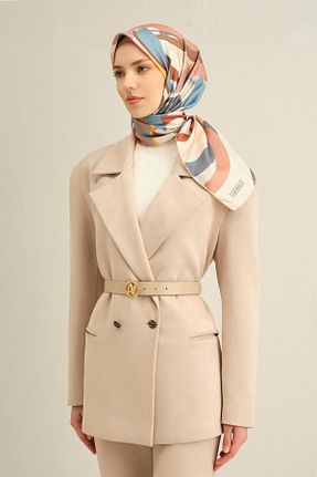 روسری بژ کرپ ساتن ابریشم Armine - کد 900871468