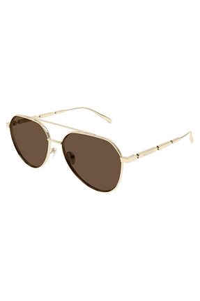 عینک آفتابی طلائی مردانه 59 ALEXANDER MCQUEEN - کد 902122242