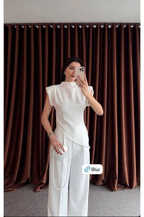 بلوز سفید زنانه ساده Butik Beyza - کد 902124068