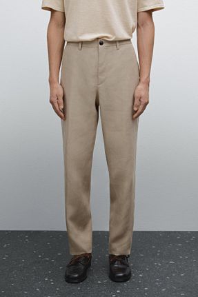 شلوار بژ مردانه کتان Massimo Dutti - کد 896582307