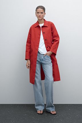 ترنچکت قرمز زنانه پنبه ای Massimo Dutti - کد 899542587