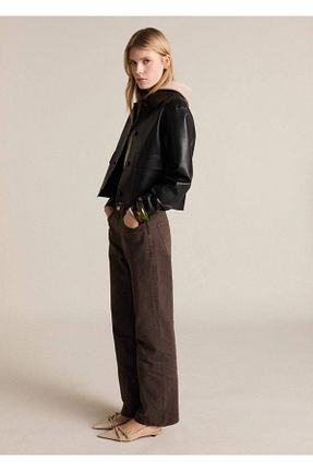 شلوار جین قهوه ای زنانه رگولار MANGO - کد 902165766