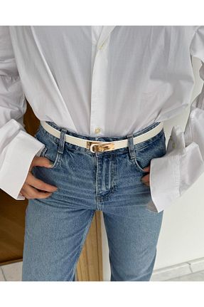 کمربند سفید زنانه چرم مصنوعی Tina İstanbul - کد 902155154