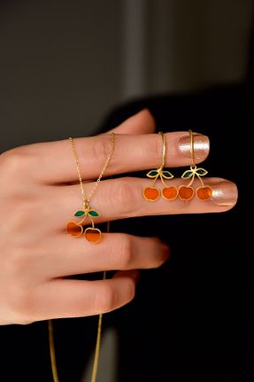 ست نقره طلائی زنانه 2 تایی Papatya Silver - کد 829591313