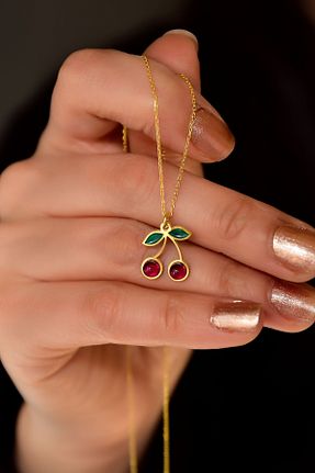 گردنبند نقره طلائی زنانه 925 عیار Papatya Silver - کد 829359708