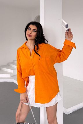 پیراهن نارنجی زنانه رگولار İstangül Butik - کد 902185895