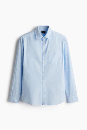 پیراهن آبی مردانه یقه پیراهنی H&M - کد 902234539