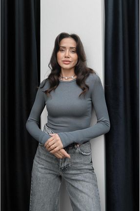 بلوز طوسی زنانه ساده Havoş - کد 858605295