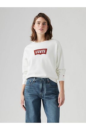 سوئیشرت سفید زنانه چاپی Levi