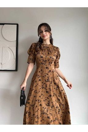 لباس مجلسی و فارغ التحصیلی قهوه ای زنانه بافتنی MODA DURAĞI - کد 902247019
