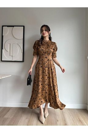 لباس مجلسی و فارغ التحصیلی قهوه ای زنانه بافتنی MODA DURAĞI - کد 902247019