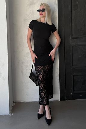 دامن مشکی زنانه Fitted Madmext - کد 902253429