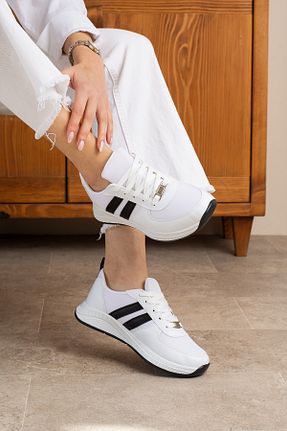 کفش اسنیکر سفید زنانه بند دار galya shoes - کد 896530228