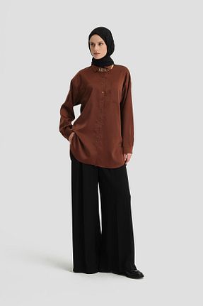 پیراهن حجاب قهوه ای زنانه رگولار Armine - کد 888450069