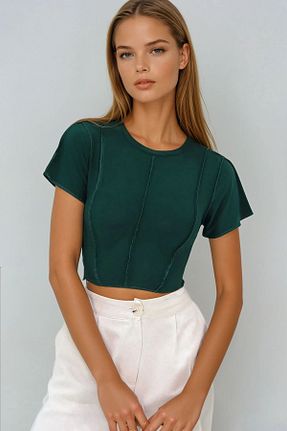 بلوز سبز زنانه ساده VAGGON - کد 898053991