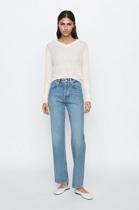 شلوار جین سرمه ای زنانه پاچه ساده Massimo Dutti - کد 901087894