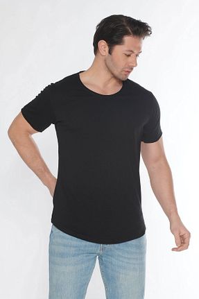 تیشرت مشکی مردانه یقه پهن BlackHorn - کد 99969366