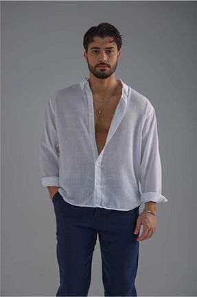 پیراهن سفید مردانه Asimetrik OUTFİT MAN - کد 902259786