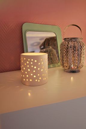 شمعدان و شمع گیر سفید سرامیک LALEZEN HOME - کد 902214866