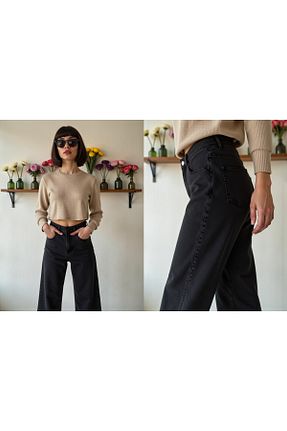 شلوار جین مشکی زنانه پاچه گشاد ENZİM JEANS - کد 902330395
