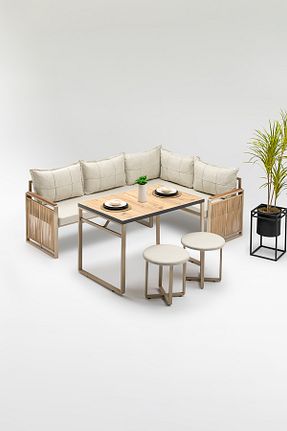 ست گوشه ای بژ 200 x 146 Wood House - کد 902337364