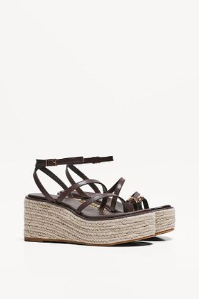 صندل قهوه ای زنانه پاشنه پلتفرم Bershka - کد 902331881