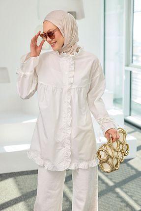 پیراهن حجاب سفید زنانه رگولار LOCCO - کد 902332714