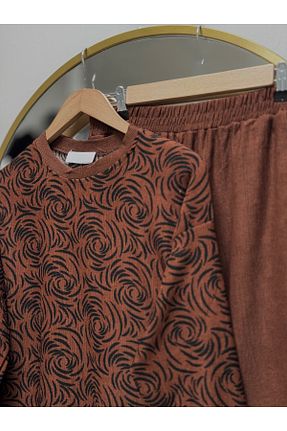 ست بالاتنه و پائین تنه حجاب قهوه ای زنانه رگولار Ebrar Store - کد 902335061