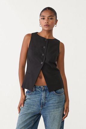 جلیقه مشکی زنانه اسلیم فیت Stradivarius - کد 902345233