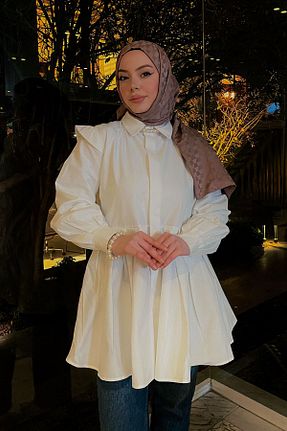 پیراهن حجاب سفید زنانه رگولار LOCCO - کد 902343229