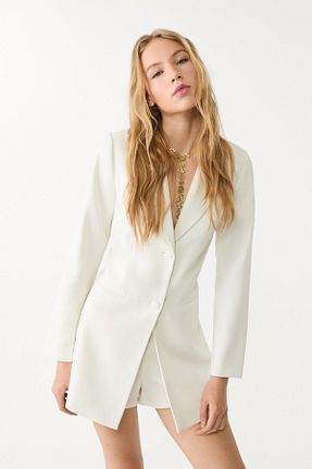 سرهمی سفید زنانه Fitted Stradivarius - کد 902354440