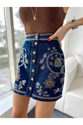 دامن آبی زنانه پارچه MALDİA SHOP - کد 669675474