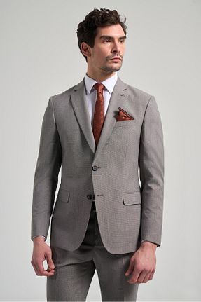کت و شلوار بژ مردانه یقه کتی İmza - کد 902362066