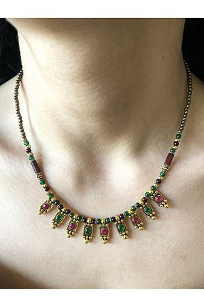 گردنبند جواهر رنگی زنانه منجق dela otantik - کد 902369629