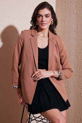کت بلیزر قهوه ای زنانه پلی استر - الاستین Lela - کد 902391450