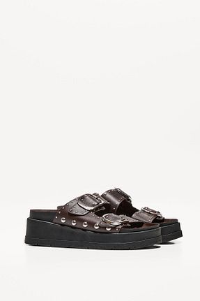 صندل قهوه ای زنانه پاشنه پلتفرم Bershka - کد 902435525