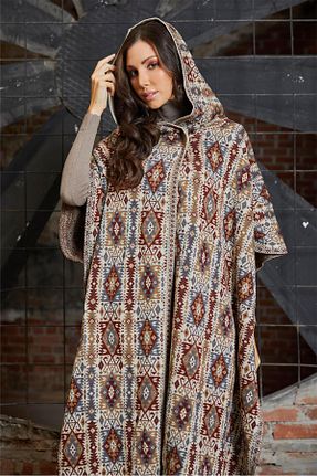 پانچو طوسی زنانه اکریلیک Uludağ Triko - کد 132658092