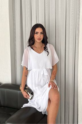 لباس سفید زنانه بافتنی Neşeli Butik - کد 902437632