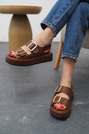 صندل قهوه ای زنانه پاشنه تخت lavishoes - کد 902486886