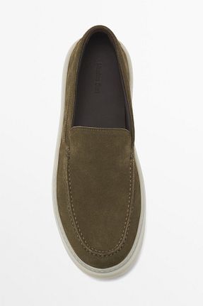 کفش لوفر خاکی مردانه چرم خالص Massimo Dutti - کد 902485106