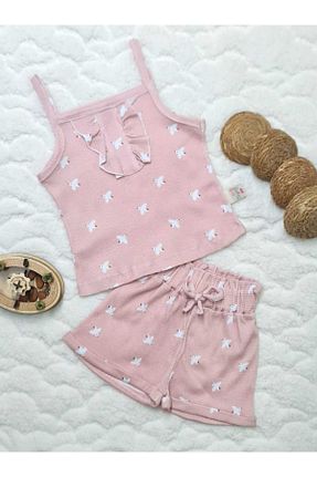 ست بالاتنه و پائین تنه رنگی بچه گانه بافت minikiss - کد 902485009