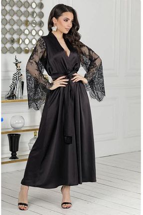 ربدوشام مشکی زنانه ساتن La Donna - کد 835502064