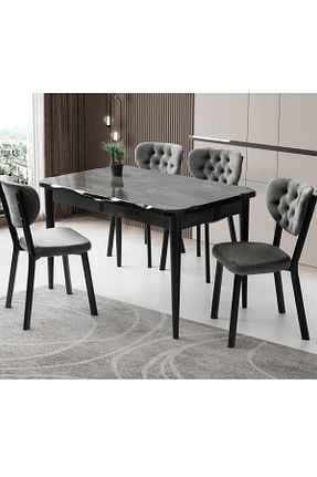 میز ناهار خوری مشکی Açılır-Kapanır Zeraf Ev - کد 901722978