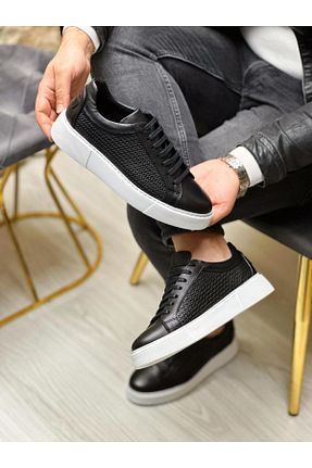 کفش اسنیکر مشکی مردانه چرم اصل ByItallanoshoes - کد 902613322