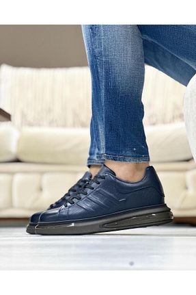 کفش اسنیکر سرمه ای مردانه چرم اصل ByItallanoshoes - کد 902609026