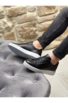 کفش اسنیکر مشکی مردانه چرم اصل ByItallanoshoes - کد 902599754